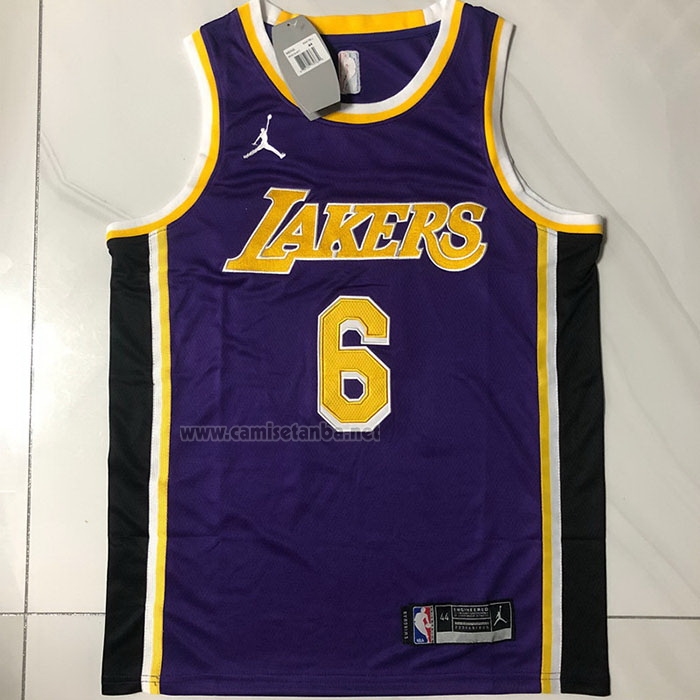 Camiseta Los Angeles Lakers LeBron James #6 Statement 2020-21 Violeta